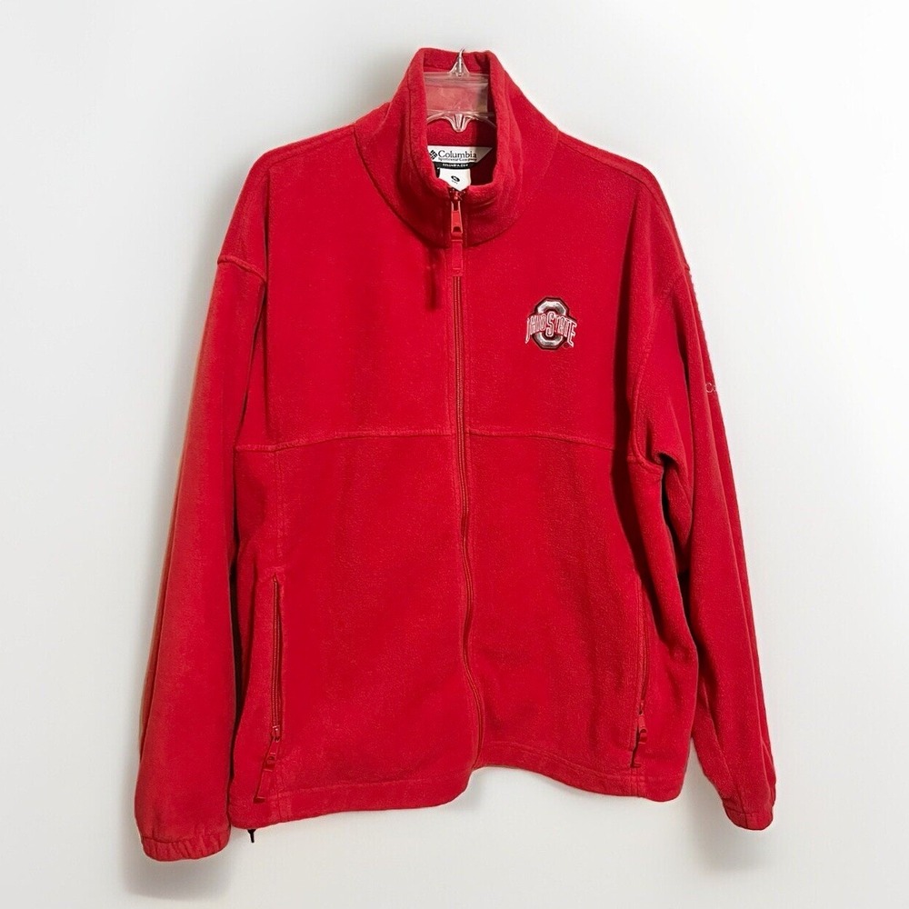 Columbia Men's Red Ohio State Buckeyes Fleece Jacket Full Zip NCAA